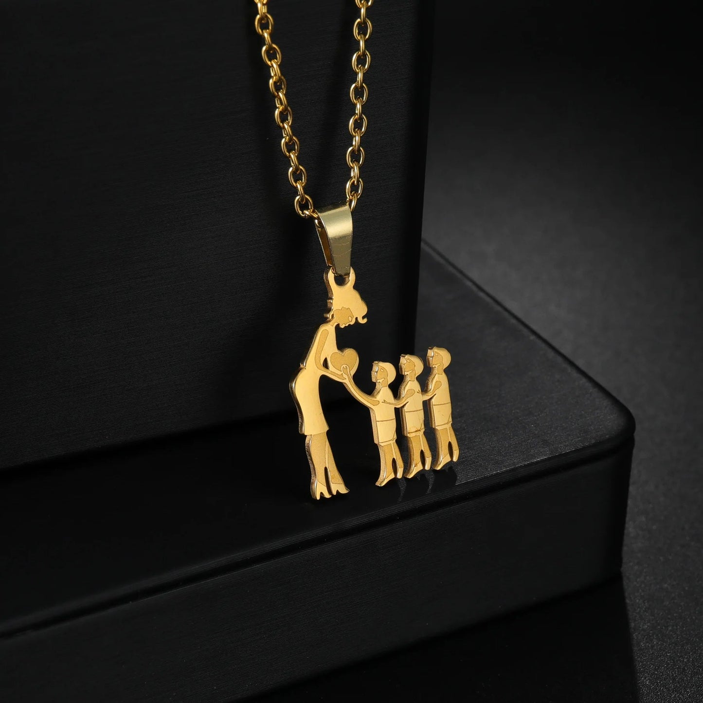 Girls Boy Children Stainless Steel Family Necklaces Mama Pendants Necklace Birthday Gifts For Women Jewelry Mother's Day Jewelry Quick Pick Grocers