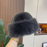 New Fluffy Fur Women's Winter Hat Winter Snow Ski Cap Female Faux Fur Thick Warm Windproof Hat Russian Hat Mink Fisherman's Hat Purest Peak