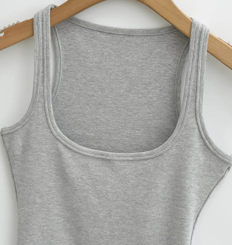 Women's Sculpted Square Neck Tank Top Summer Slim Fit Workout Athletic Crop Tops for Women Quick Pick Grocers
