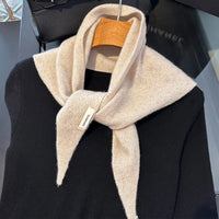 Knitted Scarf Women 100% Wool Winter Warm Scarves Bright Solid Color Design Thickened Shawl Soft Triangle Pashmina Neck 2025 NEW Quick Pick Grocers