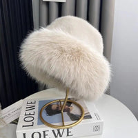 Fluffy Fur Fisherman Hat For Women Winter Plush Ear Protection Cap Windproof Warm Female Panama Caps Solid Fashion Bucket Hat Purest Peak