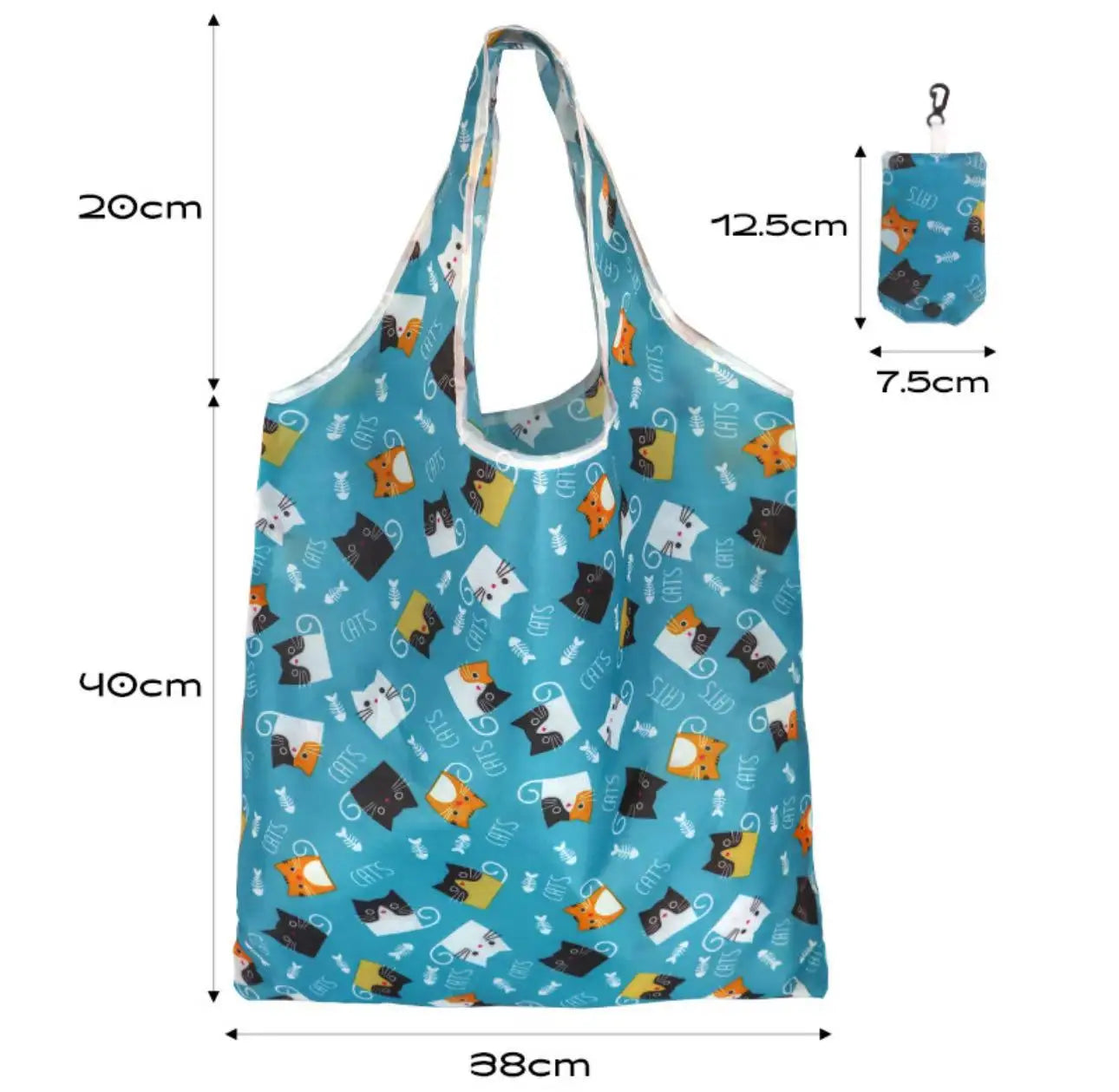 Reusable Shopping Bag Nylon Foldable Grocery Bag Creative Eco-Friendly Tote Bag Lightweight and Durable Quick Pick Grocers