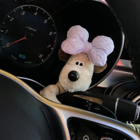 Plush Puppy Clutch Decoration Car Wiper Turn Signal Switch Ornaments kawaii Bowknot Dog Car Wiper Doll Auto Interior Accessories Econic Blanks