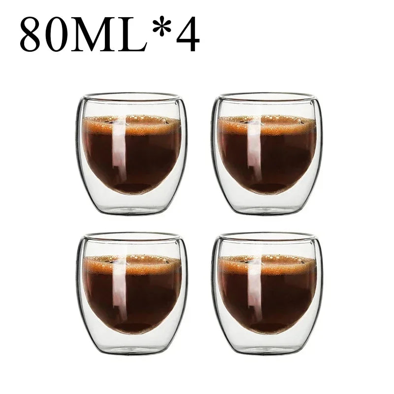 2-18PCS Double Wall High Borosilicate Glass Mug Heat Resistant Tea Milk Juice Coffee Water Cup Bar Drinkware Gift Creativity Set Quick Pick Grocers