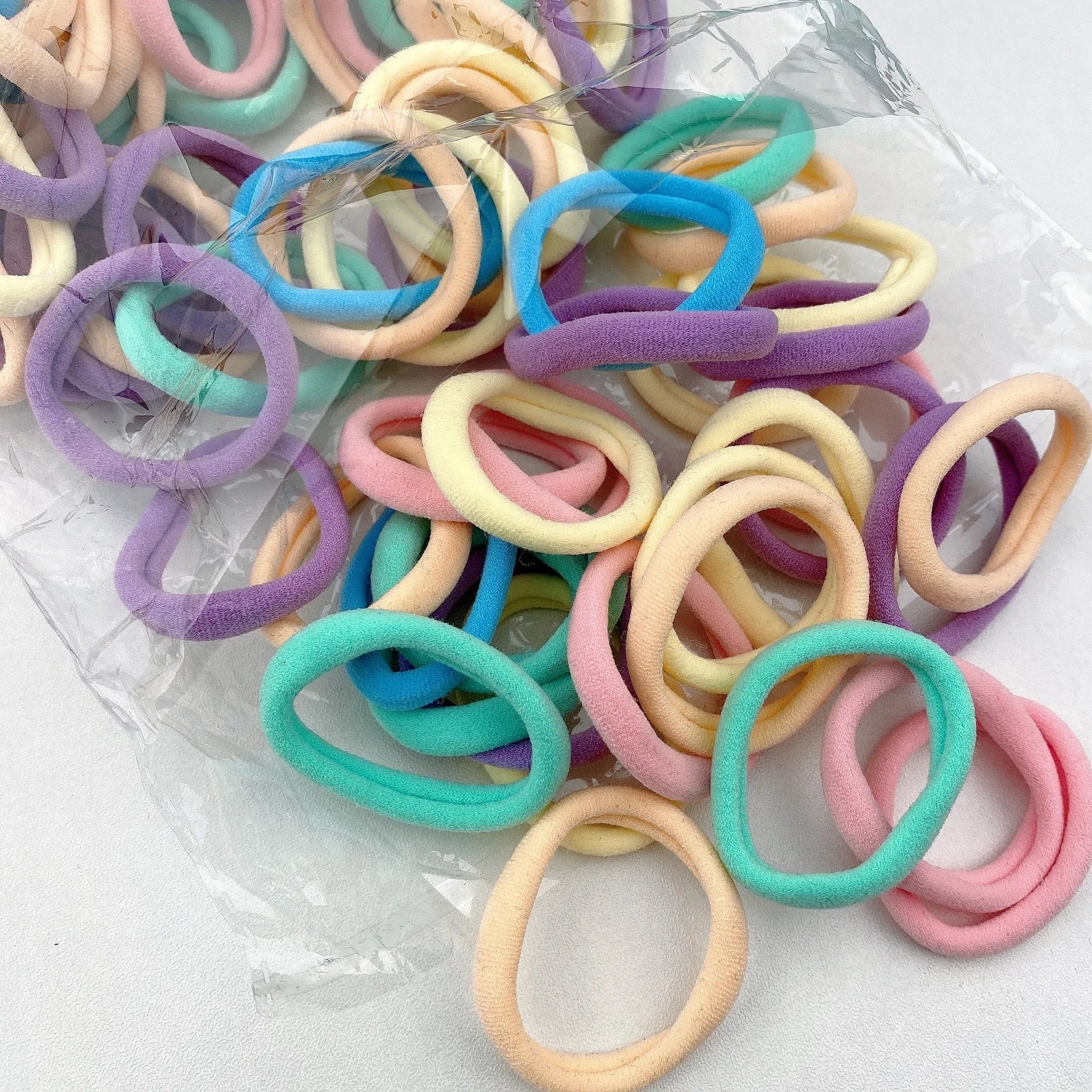 New 50PCS/Set Women Girls Candy Colors Nylon Basic Scrunchie Hair Tie Ponytail Hold Hair Rubber Bands Fashion Hair Accessories Quick Pick Grocers