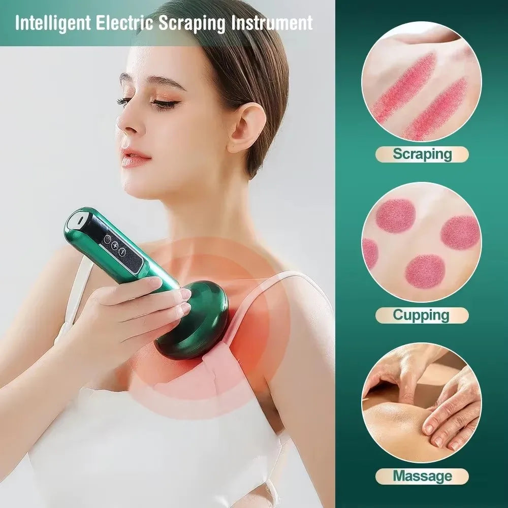 Tricolor Electric Massager GuaSha Anti Cellulite Vacuum Suction Cup Beauty Health Scraping Infrared Heat Slimming Massage Thera Quick Pick Grocers