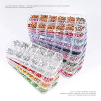 2400pcs+ Shiny Clear Crystal Gems Nail Rhinestones 1.5-4mm Mixed Round Glass Stone Flatback Nail Charms 12grids Nail Diamond DIY Econic Blanks