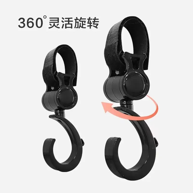 2 PCS Cartoon Stroller Accessories Degree Large Hook Umbrella Car Hook and Loop Stroller Hook Purest Peak