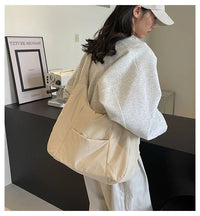 Trendy Women's Soft Cloth Shoulder Bag Solid Color Student 2026 Spring Y2k Casual Style Big Handbags Crossbody Bags for Women Quick Pick Grocers