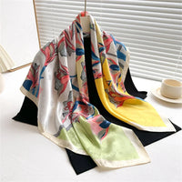 90*90Cm Square Scarf Twill Silk Feeling Women Head Shawls and Wraps Luxury Hair Tree Print Neck Scarves Hijab Bandana Pashmina Econic Blanks