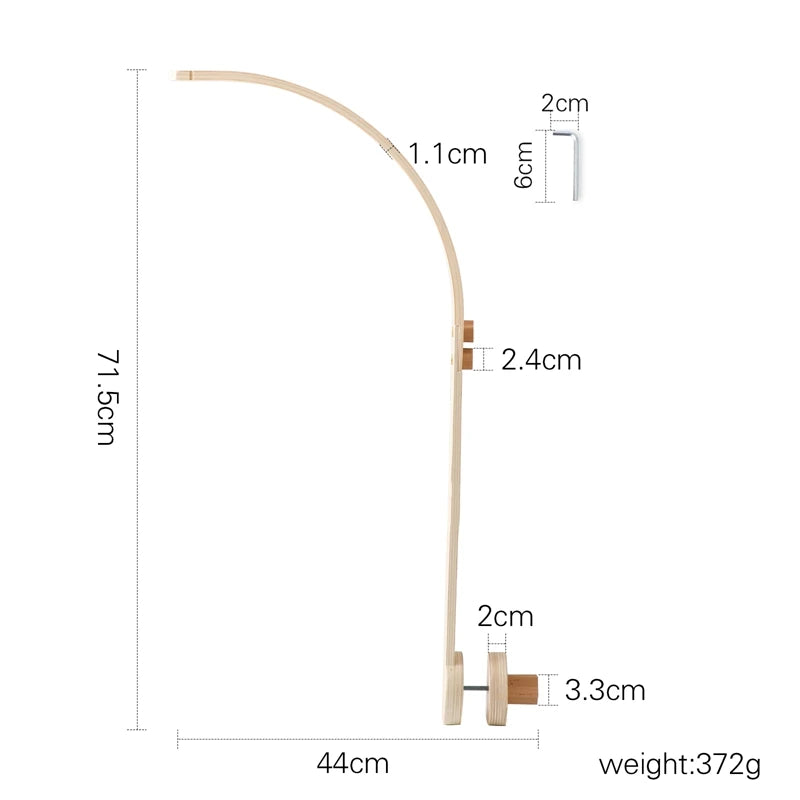 Baby Wooden Bed Bell Cartoon Rabbit Mobile Hanging Rattles Toy Hanger Crib Mobile Bed Bell Wood Toy Holder Arm Bracket Kid Gifts Purest Peak