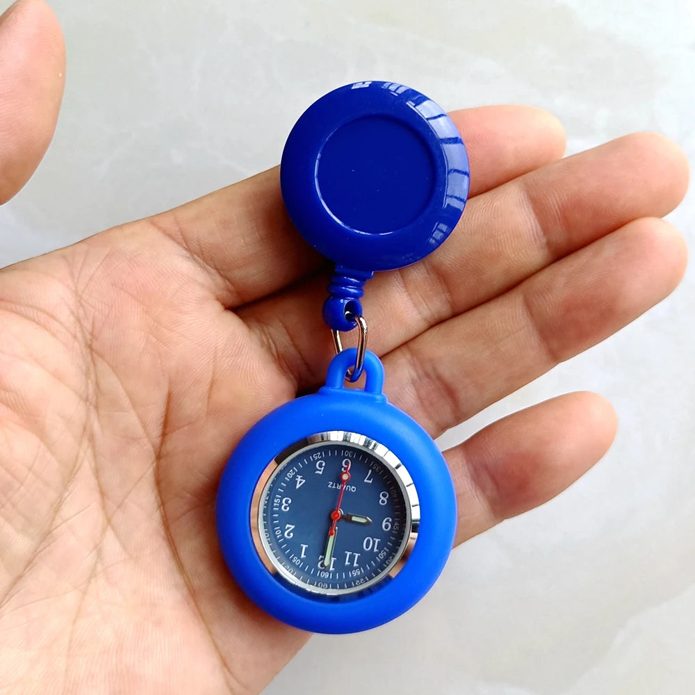 Retractable Blank Simple Nurse Doctor Hospital Pocket Watch Badge Reel Clip Hang Colourful Pendant Dress Watches Clock Quick Pick Grocers