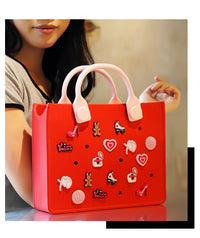 EVA Large Leather Shoulder Bag Handbag Tote Bag Storage for Women Casual Waterproof Beach Bag Hole Fit Charm Fashion Storage Bag Quick Pick Grocers