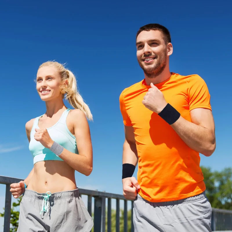 New Breathable Cotton Wristband Set for Men and Women Sweat Absorbent Wrist Sweatbands for Tennis Football Basketball Running Quick Pick Grocers
