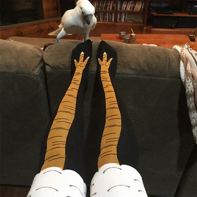 Men Funny 3D Chicken Socks Print Cartoon Cosplay High flexibility Thigh High Sock Cotton Fashion Thin Toe Feet Quick Pick Grocers