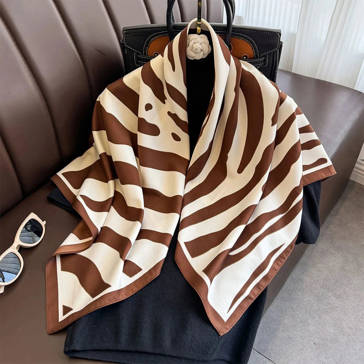 90*90Cm Square Scarf Twill Silk Feeling Women Head Shawls and Wraps Luxury Hair Tree Print Neck Scarves Hijab Bandana Pashmina Econic Blanks