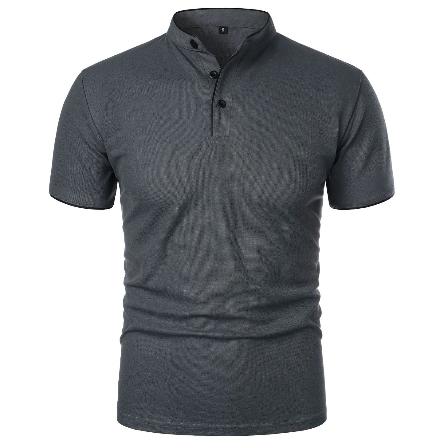 Summer Men's Short Sleeve Collar Tshirts New Solid Color Casual Polo Shirt Trendy Breathable Loose Basic Splice Top Quick Pick Grocers