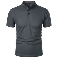Summer Men's Short Sleeve Collar Tshirts New Solid Color Casual Polo Shirt Trendy Breathable Loose Basic Splice Top Quick Pick Grocers