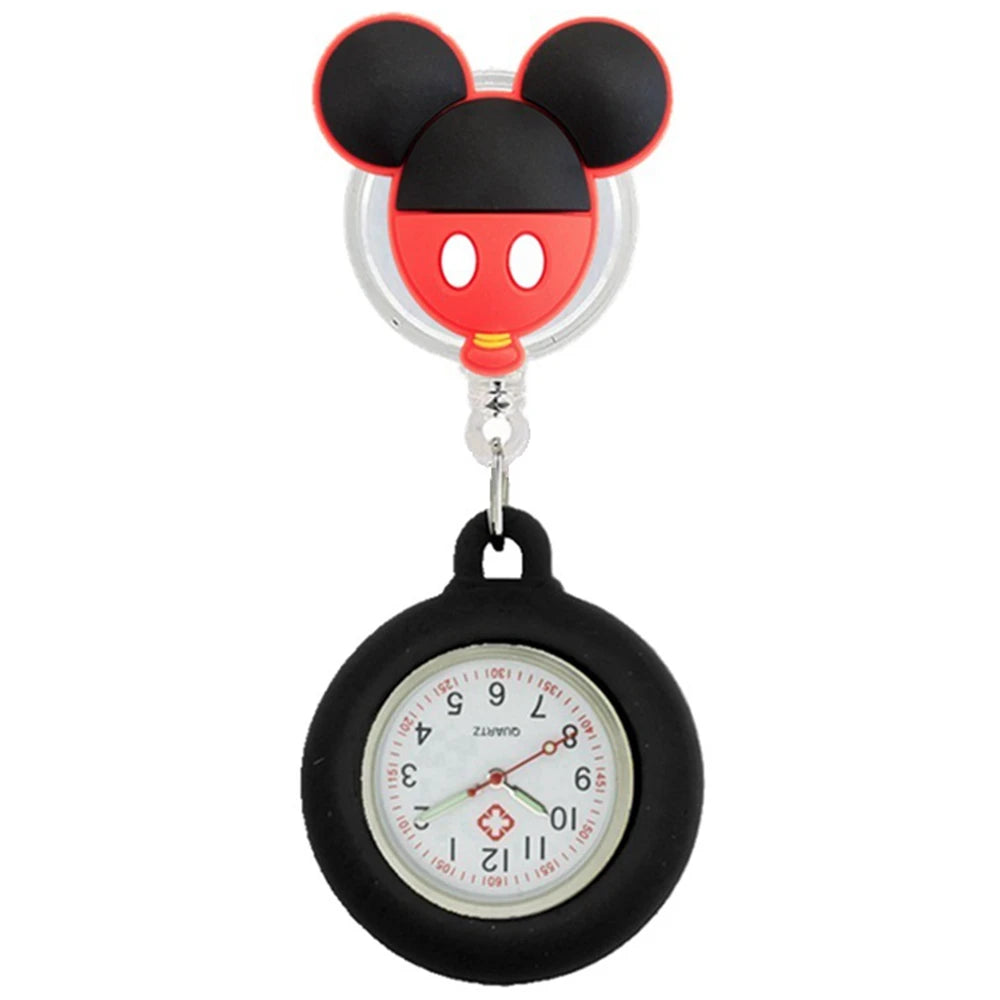 Retractable Lovely Cartoon Pattern Nurse Doctor Pocket Hang Clips Watches Colourful Hospital Medical Women Mens Badge Reel Clock Quick Pick Grocers
