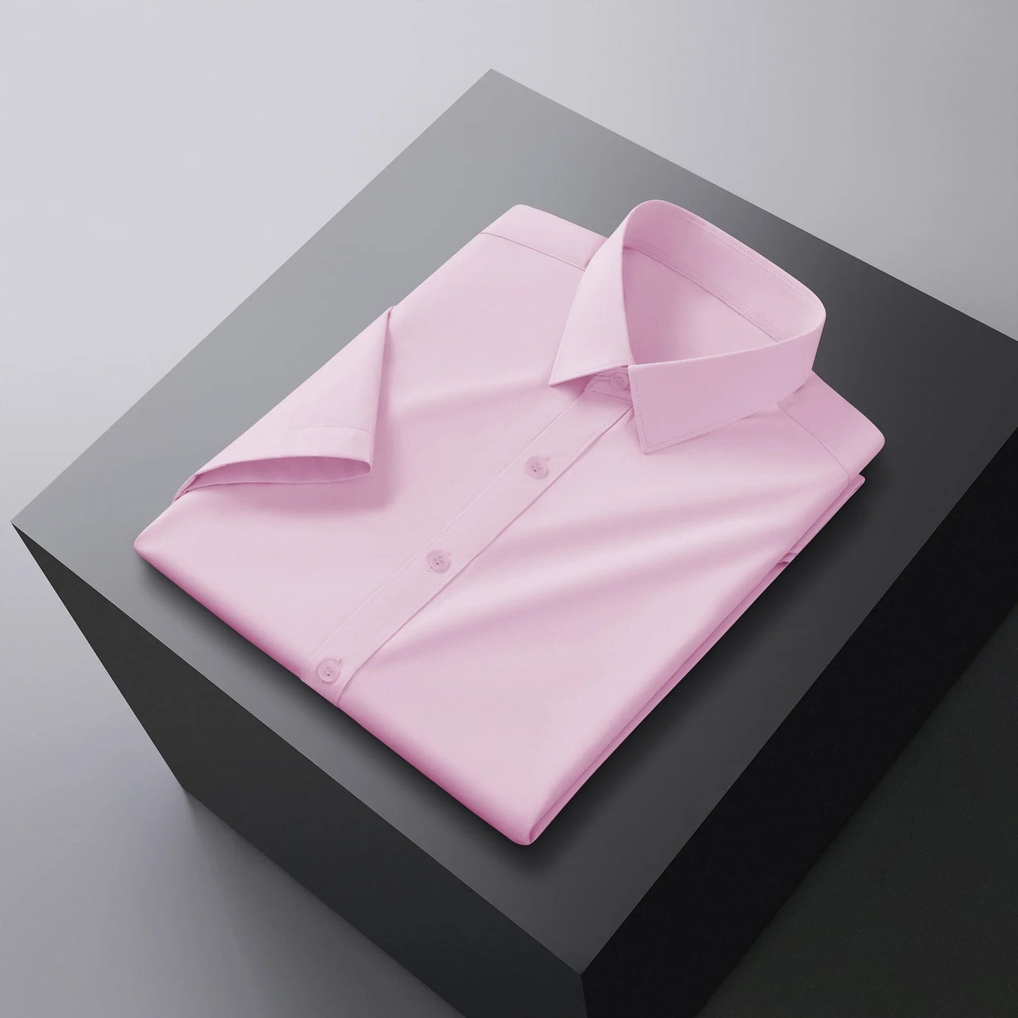 New Men's Business Casual Solid Color Short Sleeved Shirt for Summer Fashion No Ironing Comfortable and Versatile Top Quick Pick Grocers