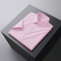 New Men's Business Casual Solid Color Short Sleeved Shirt for Summer Fashion No Ironing Comfortable and Versatile Top Quick Pick Grocers