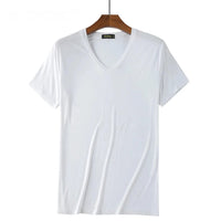 2 Packs Bamboo Fiber Round Neck T-shirts Short Sleeve Classic Tees Sweat-absorbent Gym Man Undershirt Solid Color Tee Black New Quick Pick Grocers