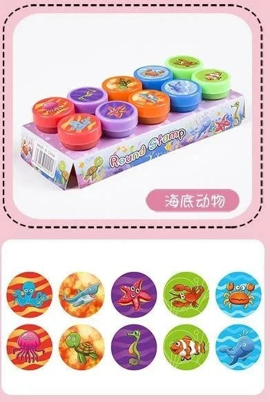 10pcs Assorted Stamps for Kids Self-ink Stamps Children Toy Stamps Smiley Face Seal Scrapbooking DIY Painting Photo Album Decor Econic Blanks