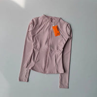 Outdoor Sports Long Sleeved Women Slim Yoga Clothes Quick Dry Zipper Cardigan Stand Up Collar Jacket Running Fitness Jacket Top Quick Pick Grocers