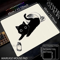 Black Cat Illustration Mouse Pad Small Office Table Mats Computer Accessories Washable Non-slip Rubber with Precision Lock Edge Quick Pick Grocers