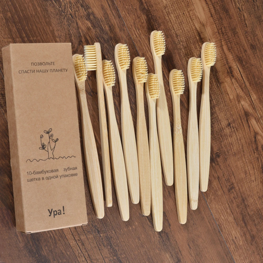 10Pcs Colorful Toothbrush Natural Bamboo Tooth Brush Sets Soft Bristle Charcoal Teeth Eco Bamboo Toothbrushes Dental Oral Care Econic Blanks