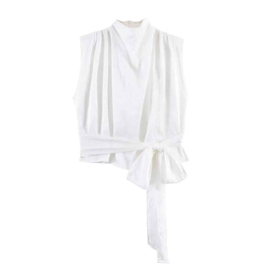 Women's Top 2026 Spring New Style Orange Sleeveless Satin Texture Long Ribbon Top Elegant and Stylish Unique Fashion Focus Quick Pick Grocers