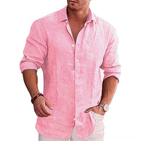 Cotton Linen Autumn Hot Selling Men's Long Sleeve Shirt Solid Color Casual Style Plus Size Men's Casual Linen Shirt Quick Pick Grocers