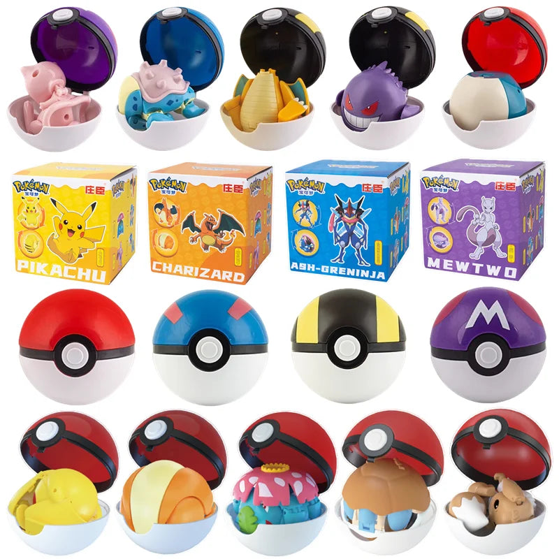 Pokemon Figures Toys Pocket Monsters Ball Model Pikachu Gengar Pokeball Dragonite Snorlax Pokeball Action Figures Toy Quick Pick Grocers