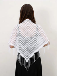 Fashion Lace Hollow Tassel Triangle Scarf Embrodiery Women Headscarf Female Spring Summer Shawls Scarves Long Veil Floral Scarf Quick Pick Grocers