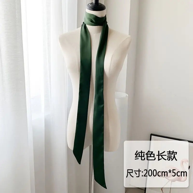 5x200cm Satin Silk Narrow Scarf Neckerchief Solid Neck Scarves Long Silk Thin Scarf Head Neck Hair Band Bag Ribbon Headbands DIY Quick Pick Grocers