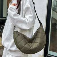 Waist Half Moon Belt Bag Solid Color Crossbody Bag Large Capacity Shoulder Bags Portable Nylon Plaid Travel Bags for Commuting Quick Pick Grocers