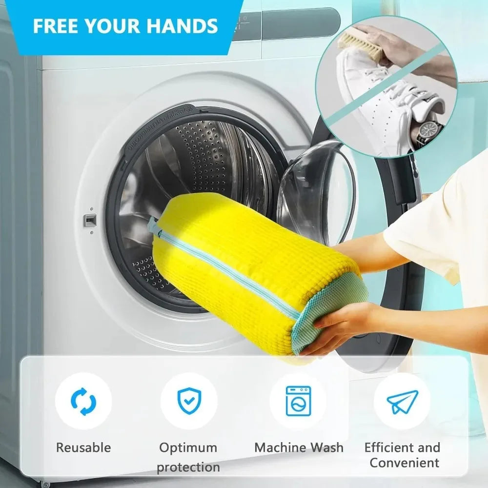1PCS Wash Shoes Bag Padded Net Laundry Shoes Protector Fluffy fibers Polyester Washing Shoes Machine Laundry Bag Drying Bags Quick Pick Grocers