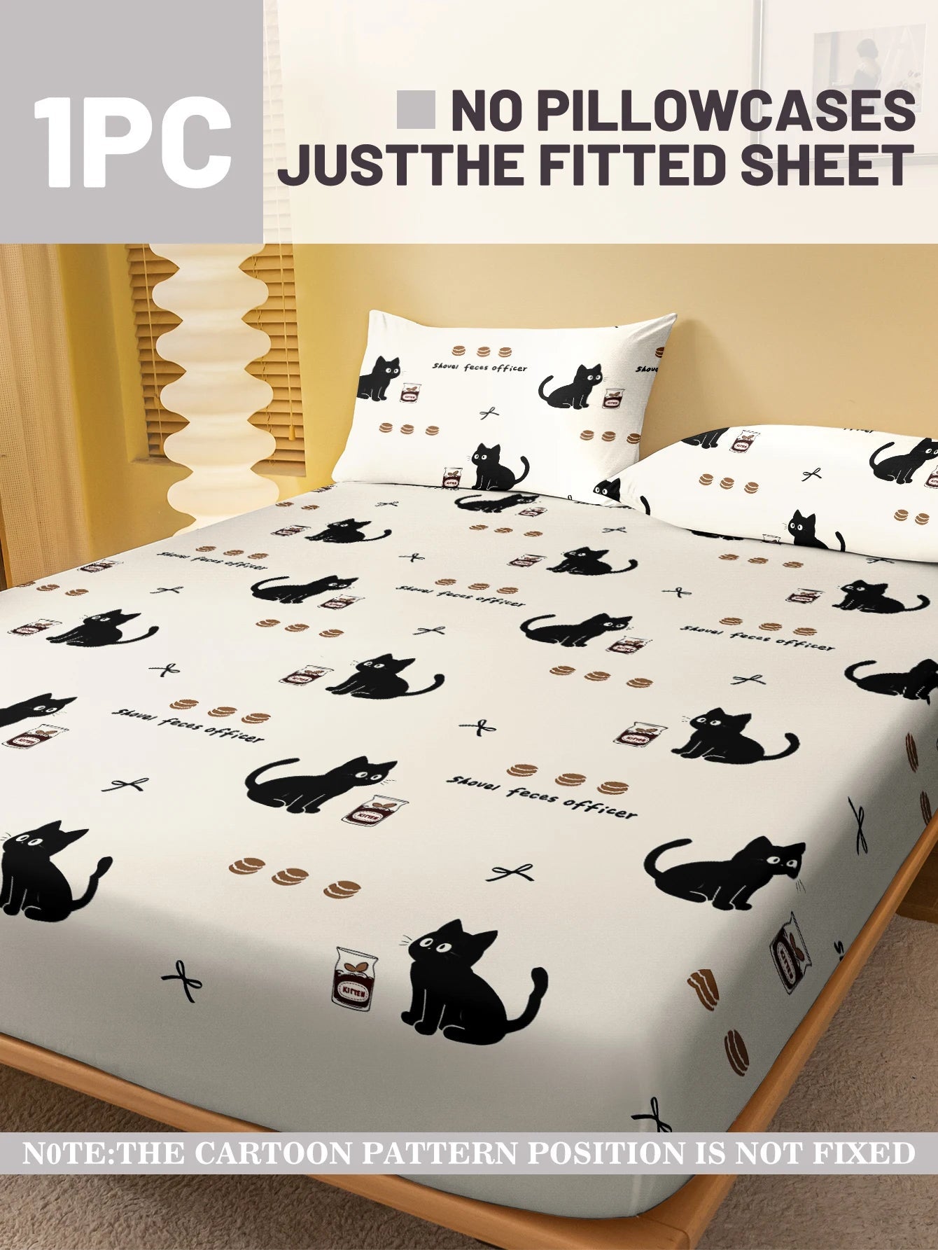 1 Cartoon Cute animal Cat printed matte Fitted Sheet, bedroom printed bed cover, bedding (excluding pillowcases) Quick Pick Grocers