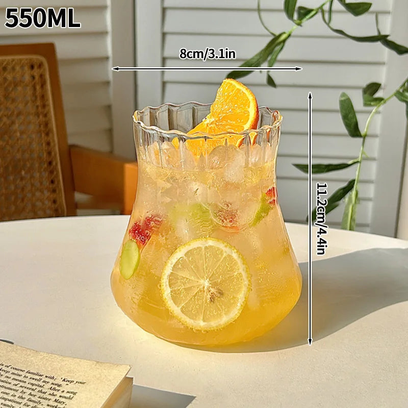 Transparant Drinking Glass Cup Creative Wave Shape Iced Coffee Tumbler Cup Juice Milk Tea Mug Drinkware Water Glasses Ripple Mug Quick Pick Grocers