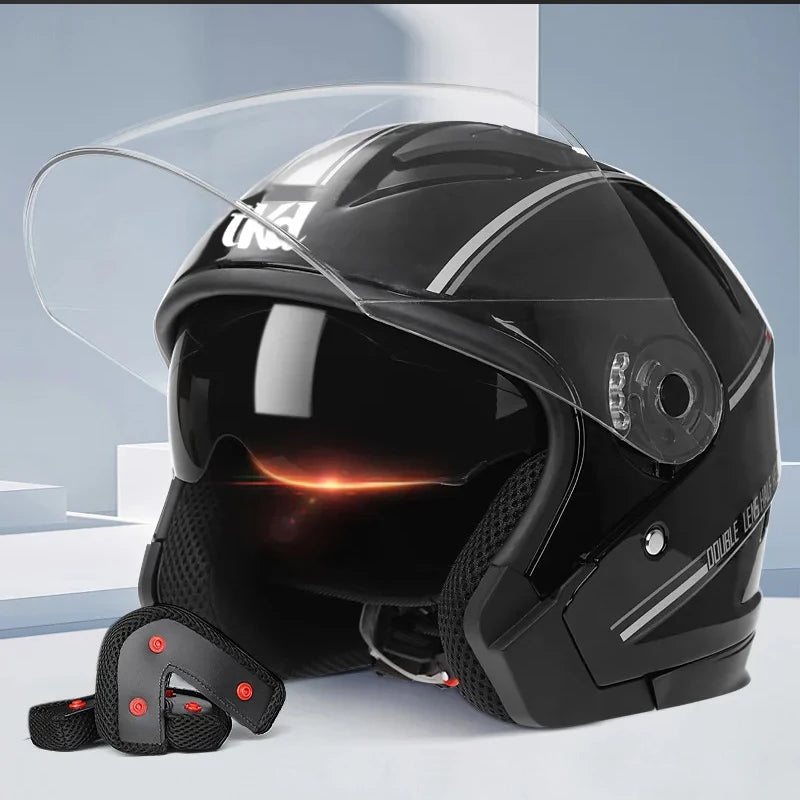 Motorcycle Dual Visor Flip Up Modular Full Face Helmet Anti-fog Street Bike Racing Helmet for Women, Men, 4 Colors