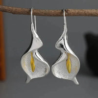 Exquisite Blooming Flower Hook Earrings Simple Accessories Gold Silver Color Plant Dangle Earrings for Women Jewelry Econic Blanks
