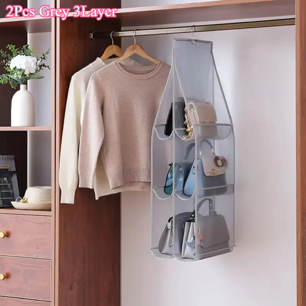 1/2Pcs Hanging Type Tote Bag Organizer Bags Eco-Friendly Dust-proof Three-dimensional Transparent Storage Organizer for Closet Econic Blanks