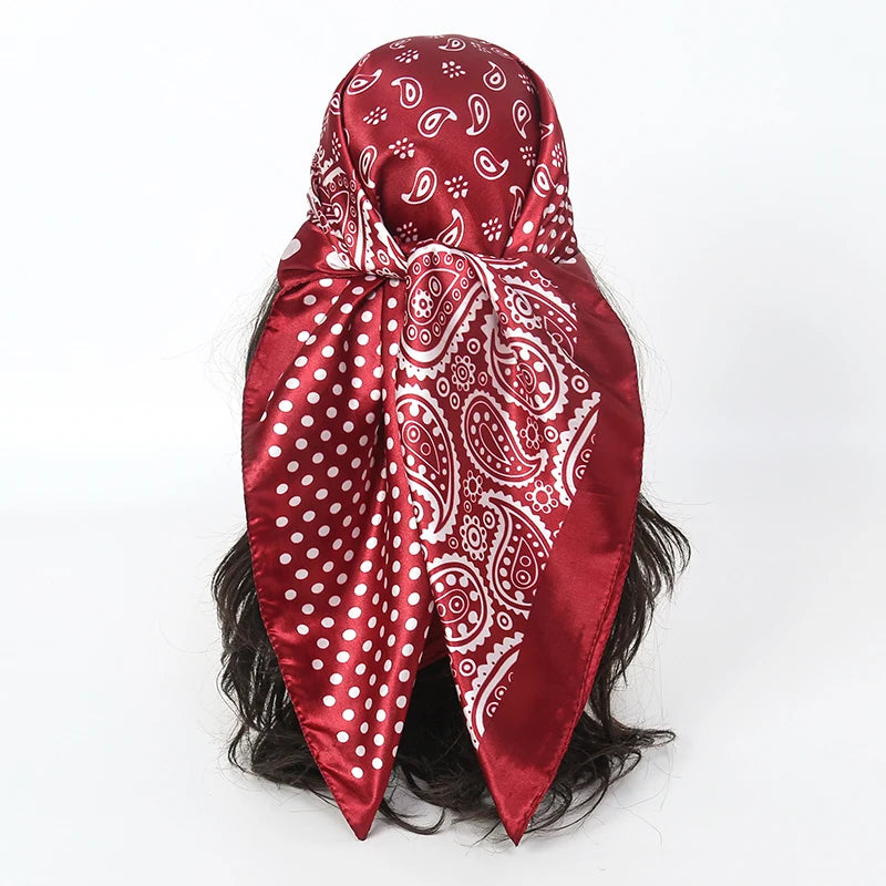 Handkerchiefs Hair Silk Scarf 90*90cm Print Satin Big Square Silk Scarves Shawls for Women Luxury Brand Designer Hijab Headband Quick Pick Grocers