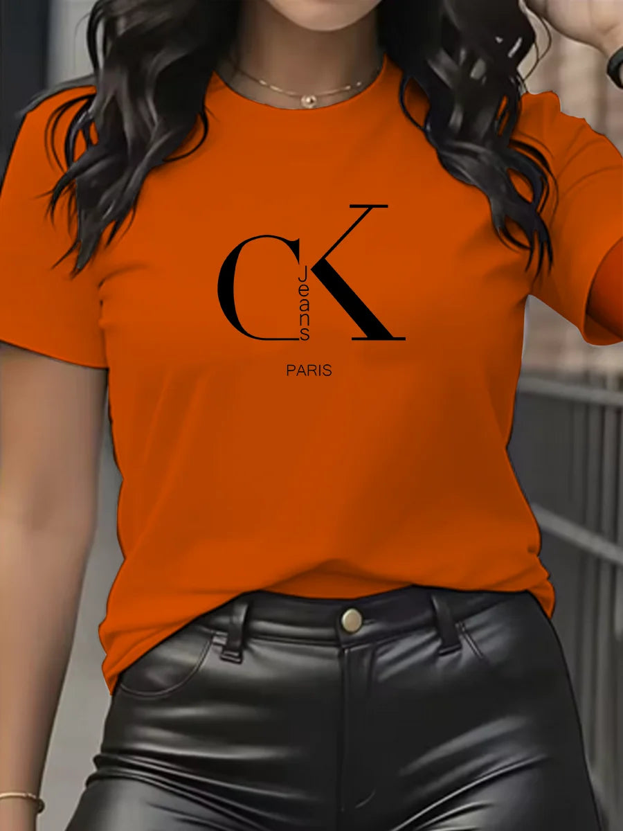 Summer luxury brand fashion cartoon letter print crew collar clothing short sleeve T-shirt  trend women's summer Y2K top Quick Pick Grocers