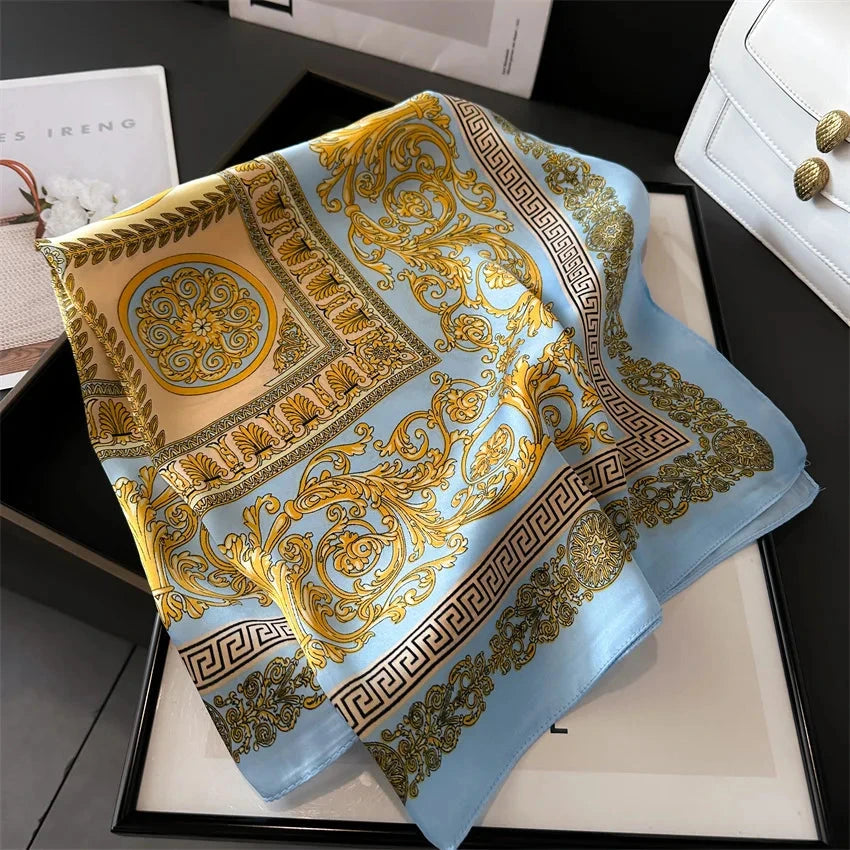 New Four Seasons Fashion Print Silk Square Scarf 70x70cm Fashionable Four Seasons Headband Luxury Sunscreen Shawl Bandannas Econic Blanks