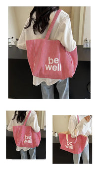 Casual Large Stripe Women's Shoulder Bag 2025 New Fashion Commuter Tote Bag High Capaci Canvas Handbag for Youth bolso mujer Quick Pick Grocers