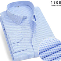 Spring New Men's Striped long-sleeved Shirt Non-ironing Anti-wrinkle Comfortable Breathable Business Casual Fashion Slim Fit Quick Pick Grocers