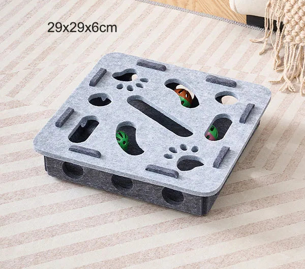 Pet Cat Puzzle Maze Holes Toys Felt Box With Bell Ball Kitten Playing Toys Interactive Funny Combination Set Cat Supplies Econic Blanks