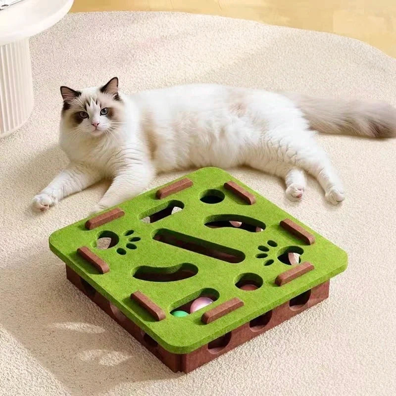 Pet Cat Puzzle Maze Holes Toys Felt Box With Bell Ball Kitten Playing Toys Interactive Funny Combination Set Cat Supplies Econic Blanks