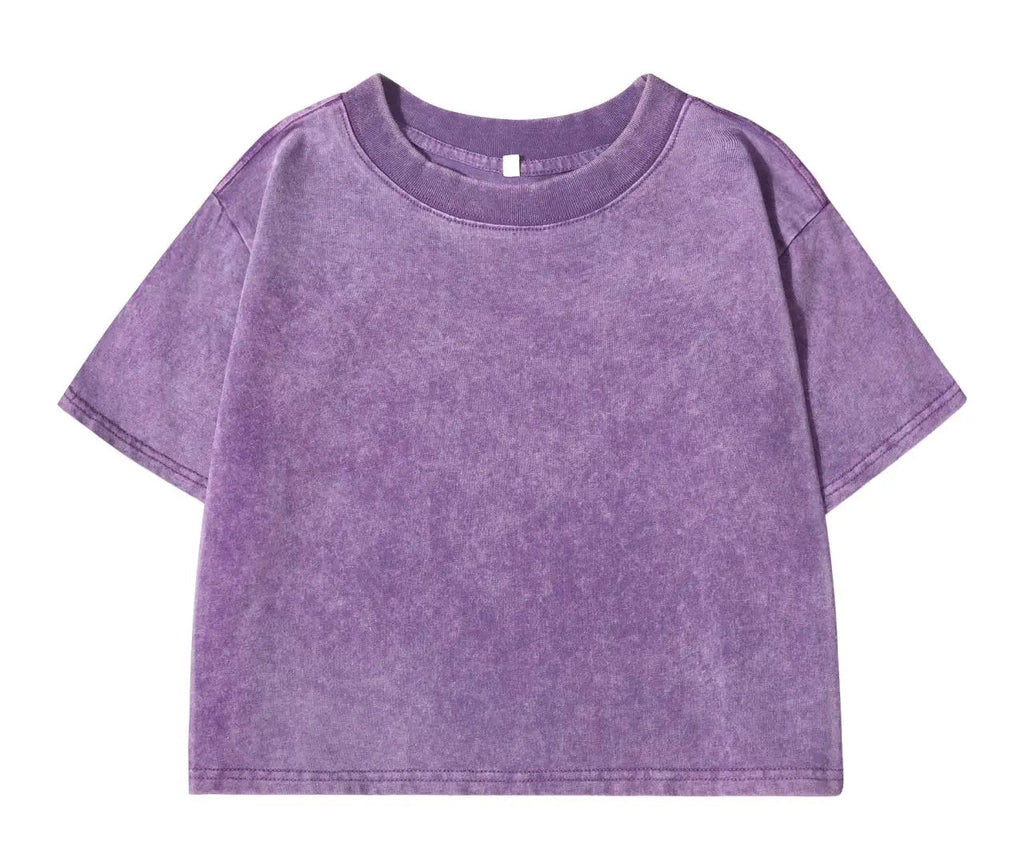 100% Cotton Washed T-Shirts For Women Loose O-Neck Crop Tops Y2k Street Female Clothes Summer Casual Vintage Short Sleeve Tees Quick Pick Grocers